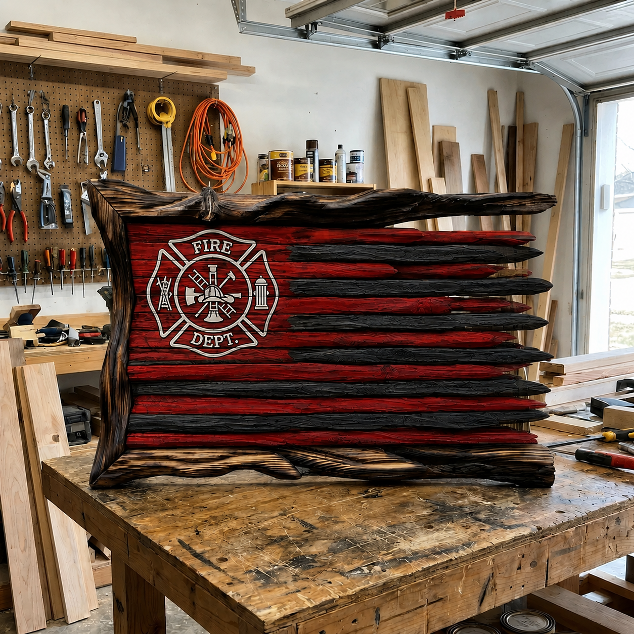 Wooden Firefighter Flags (40" - 20")